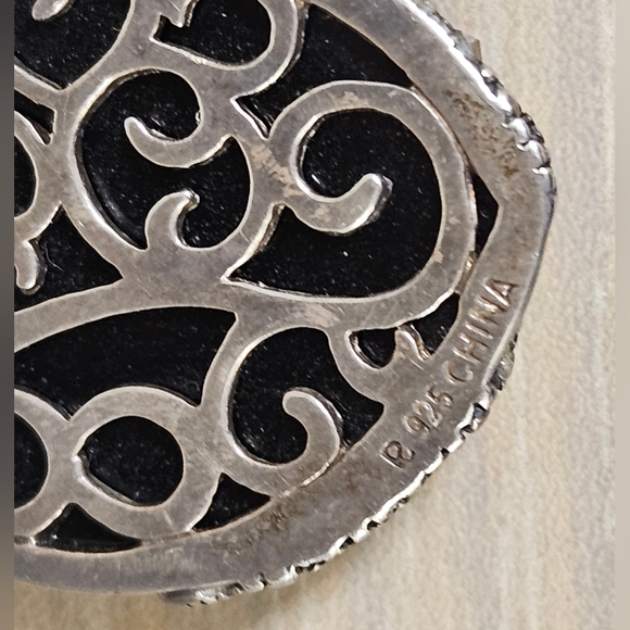 Onyx & Marcasite 3D Heart 925 Sterling Silver Pendant $245 - Picture 7 of 14